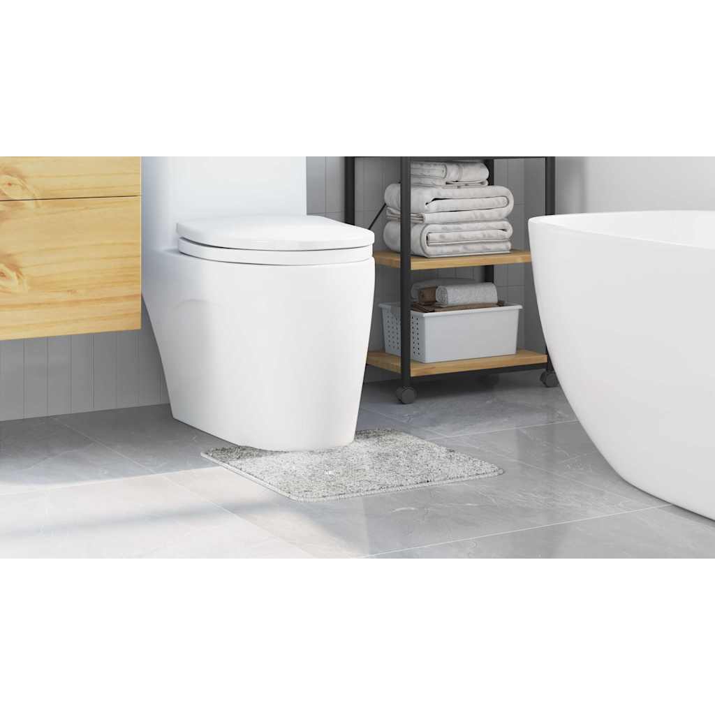 Non-Slip Bathroom Mat with Toilet Cutout Grey