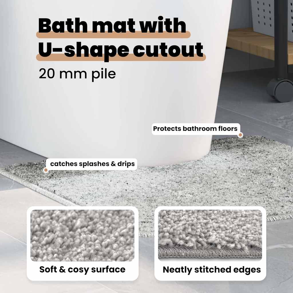 Non-Slip Bathroom Mat with Toilet Cutout Grey