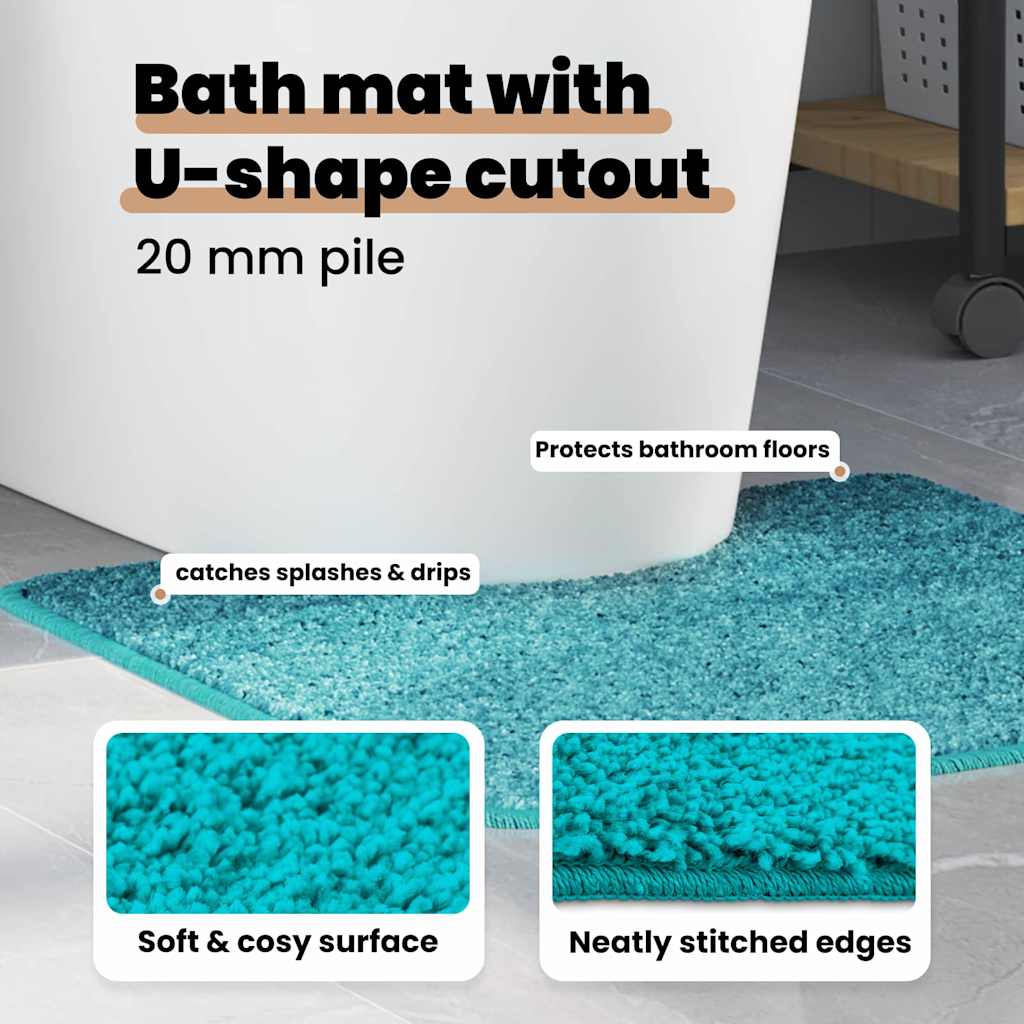 Neslīdošs vannas paklājiņš ar tualetes izgriezumu tirkīza krāsā