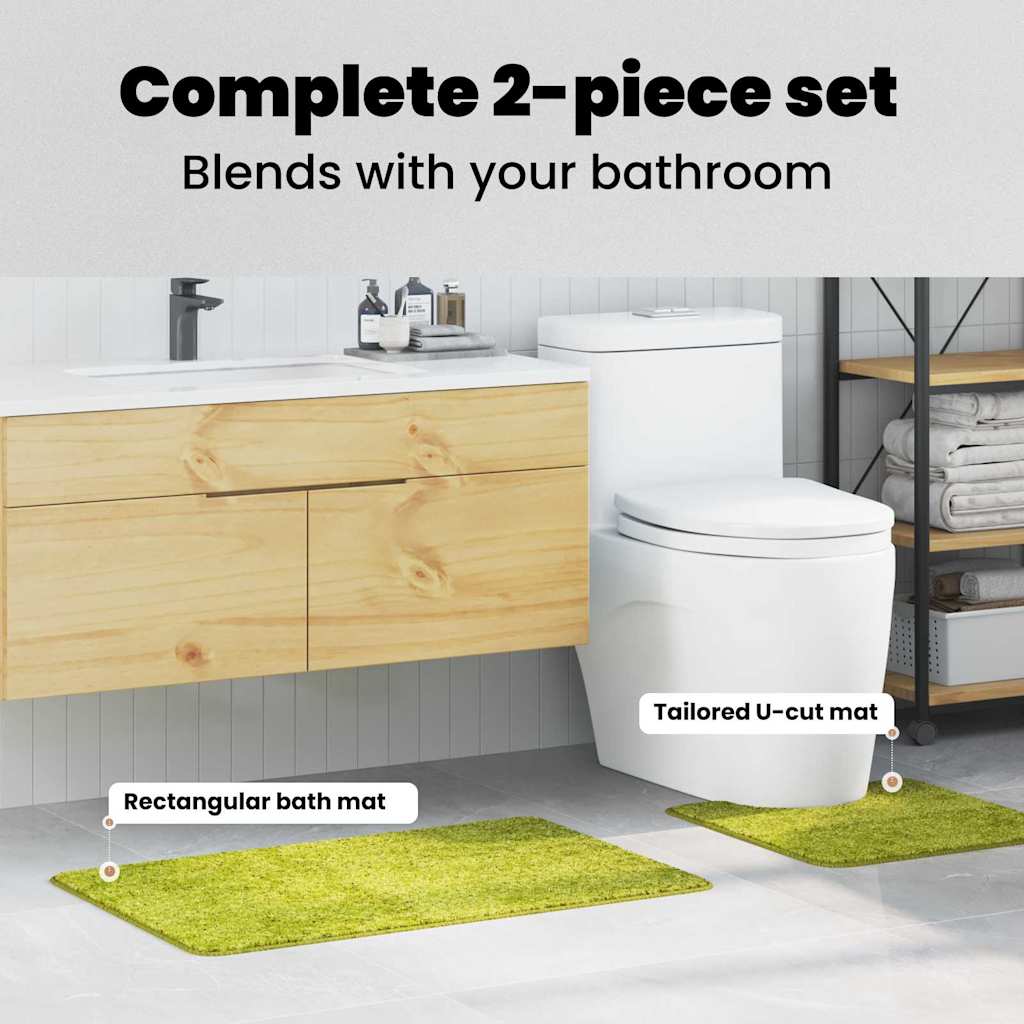 Antisklidus vonios kilimėlių rinkinys 2 pcs Žalia PP