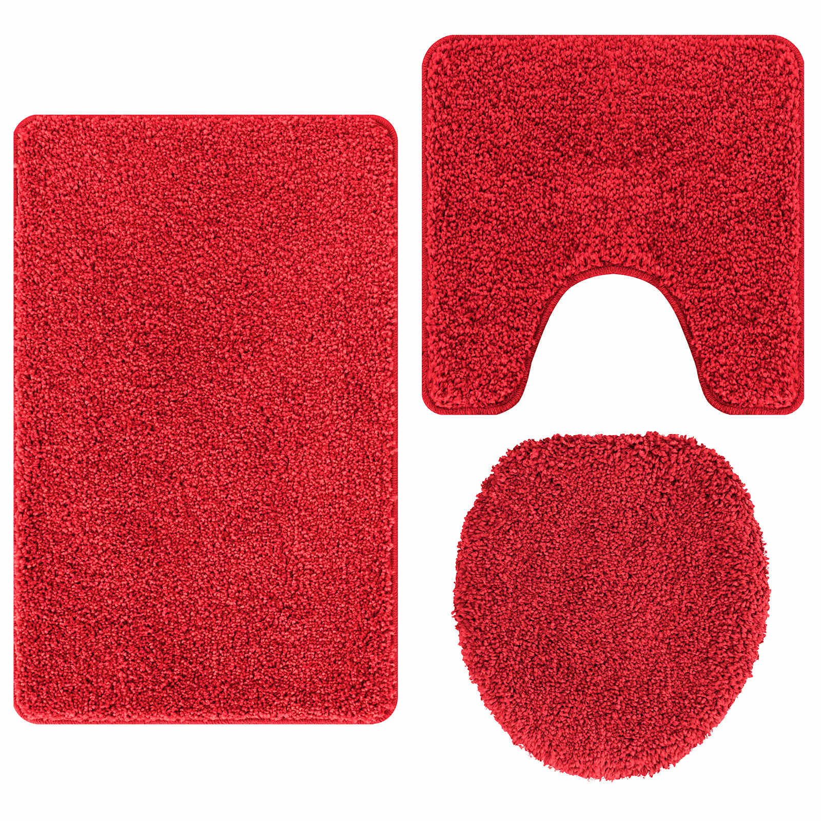 Antisklidus vonios kilimėlių rinkinys 3 pcs Raudona PP