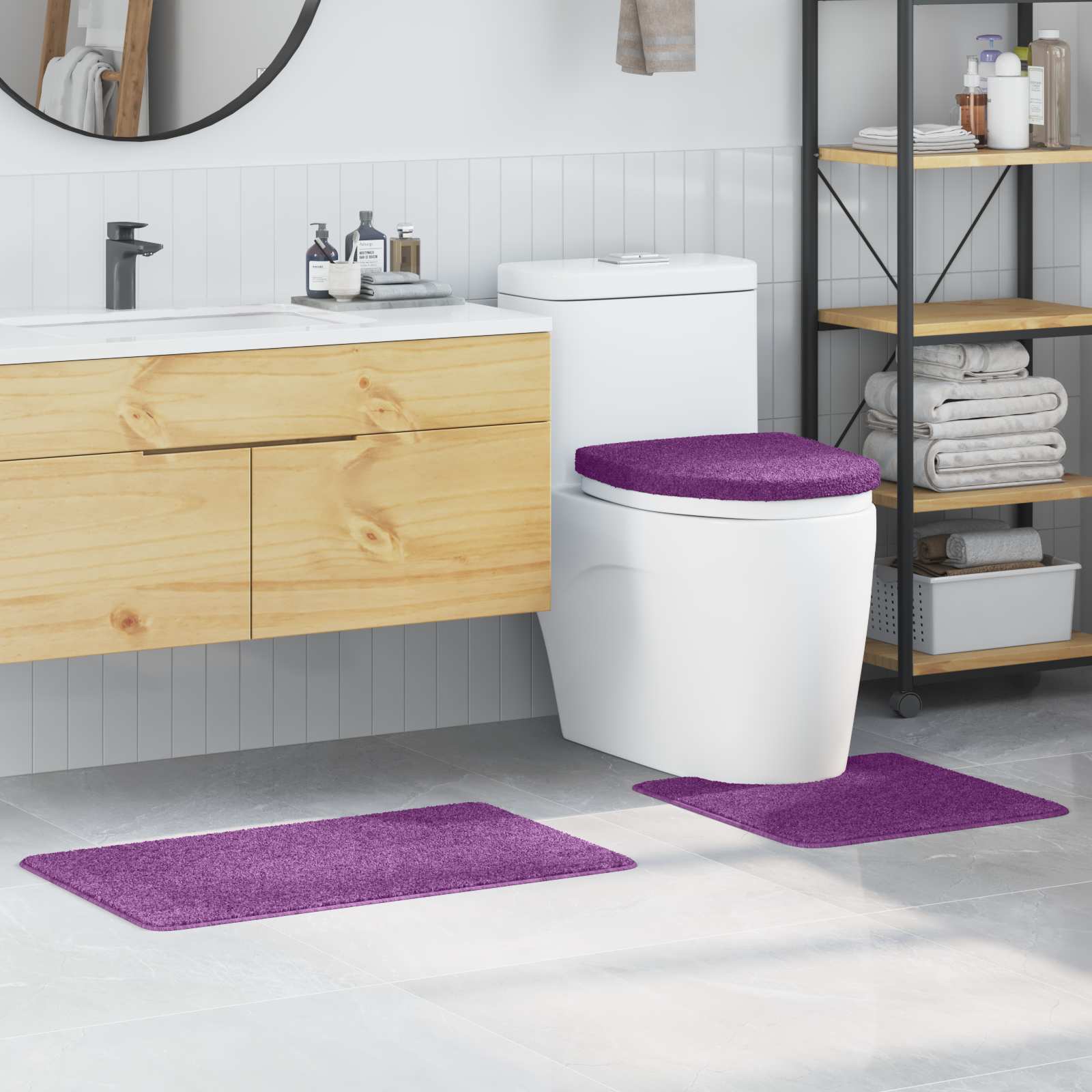 Antisklidus vonios kilimėlių rinkinys 3 pcs Violetinė PP