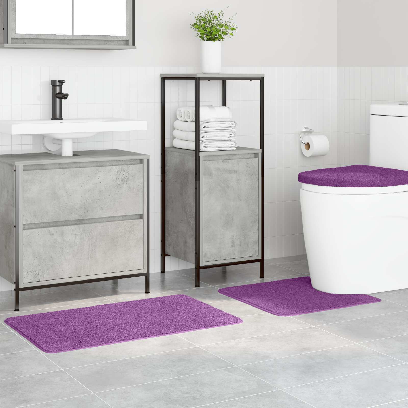 Antisklidus vonios kilimėlių rinkinys 3 pcs Violetinė PP