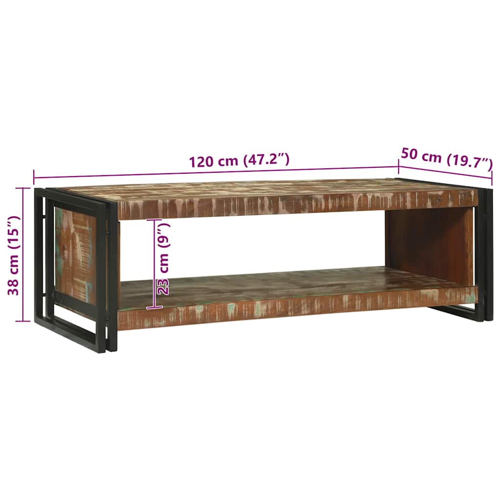 Kafijas galdiņš 120 x 50 x 38 cm pārstrādāta masīvkoka