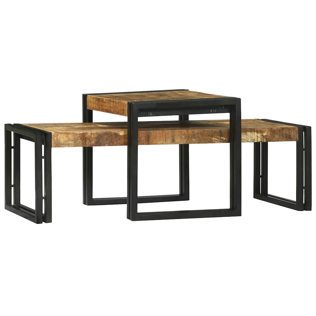 Kavos staliukas 2 pcs Ruda mango medienos masyvas