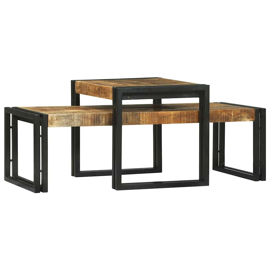 Kavos staliukas 2 pcs Ruda mango medienos masyvas