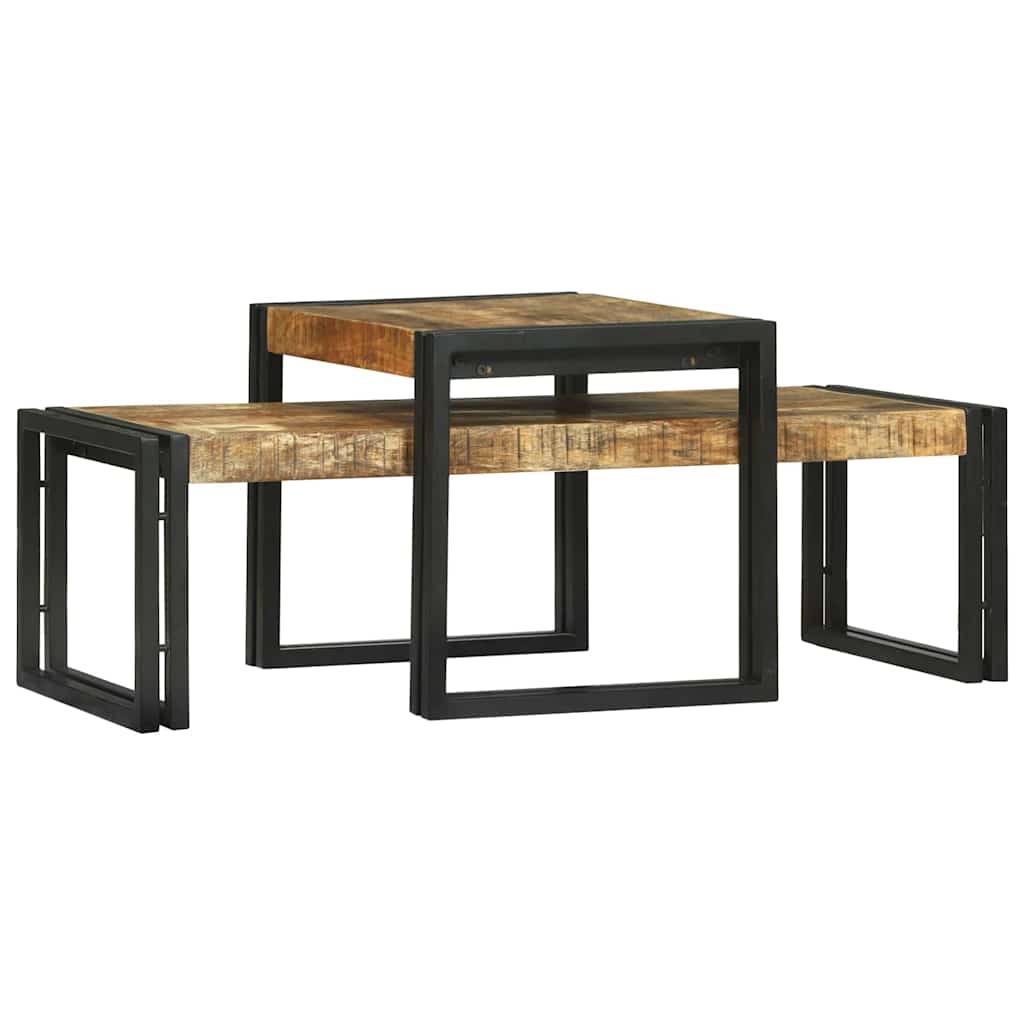 Kavos staliukas 2 pcs Ruda mango medienos masyvas