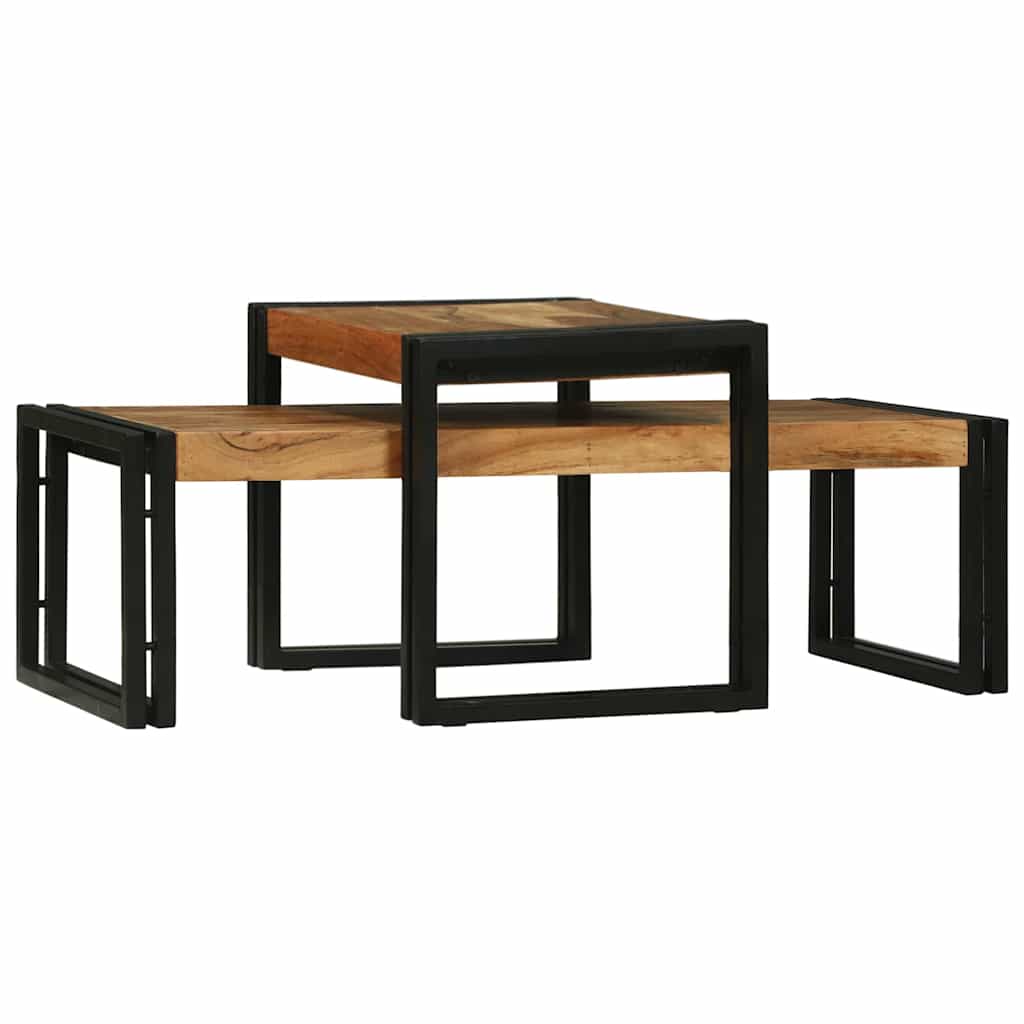Kavos staliukas 2 pcs Ruda akacijos medienos masyvas