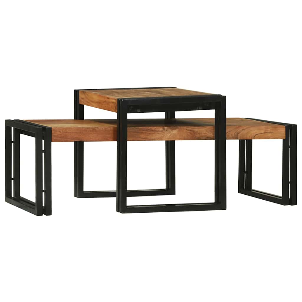 Kavos staliukas 2 pcs Ruda akacijos medienos masyvas