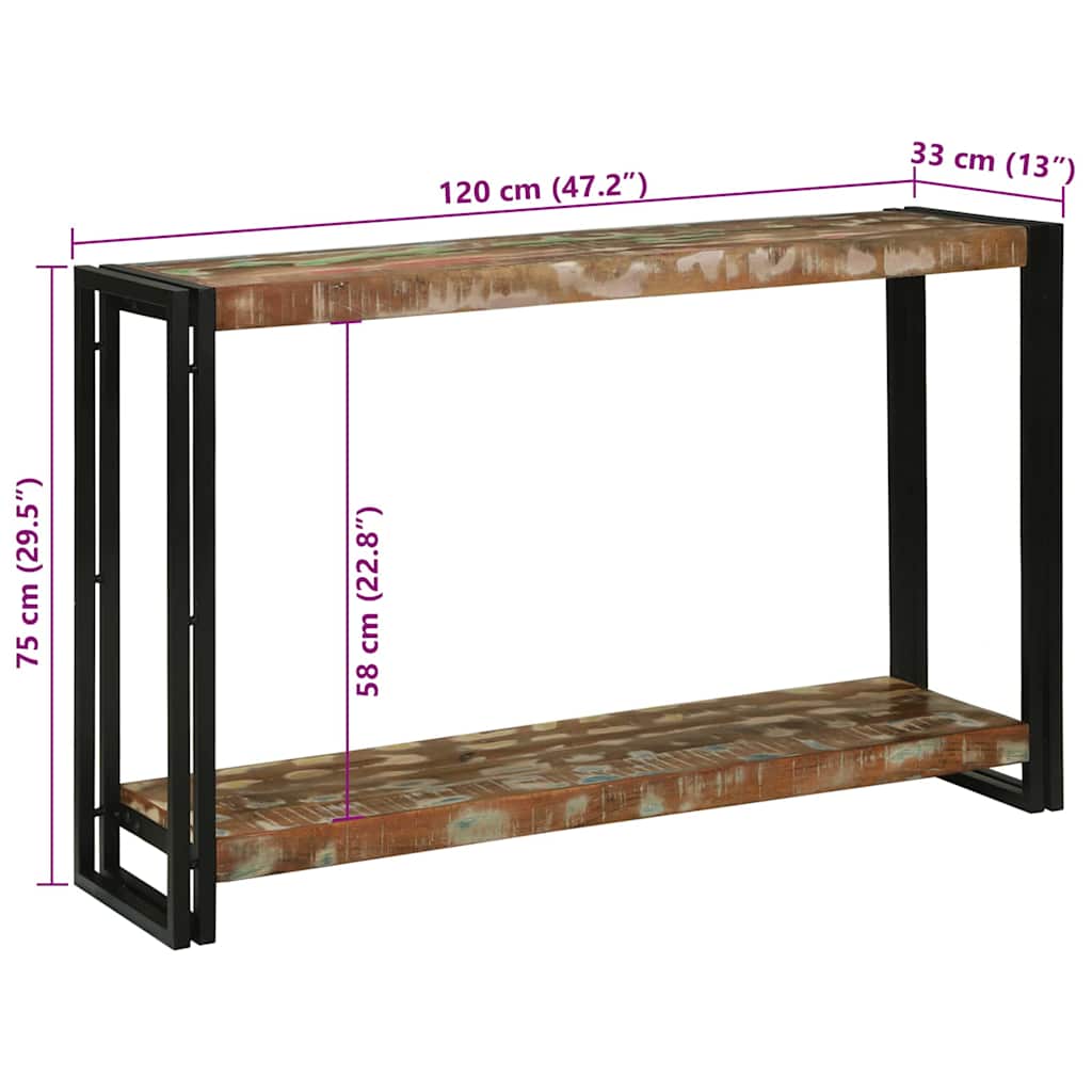 Konsolinis stalas 120 x 33 x 75 cm Kietas atkurtas medis