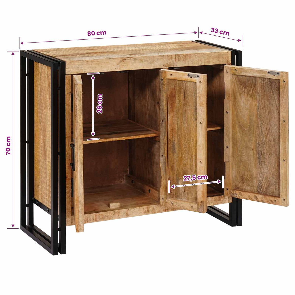 Kabalas Ruda 80 x 33 x 70 cm mango medienos masyvas