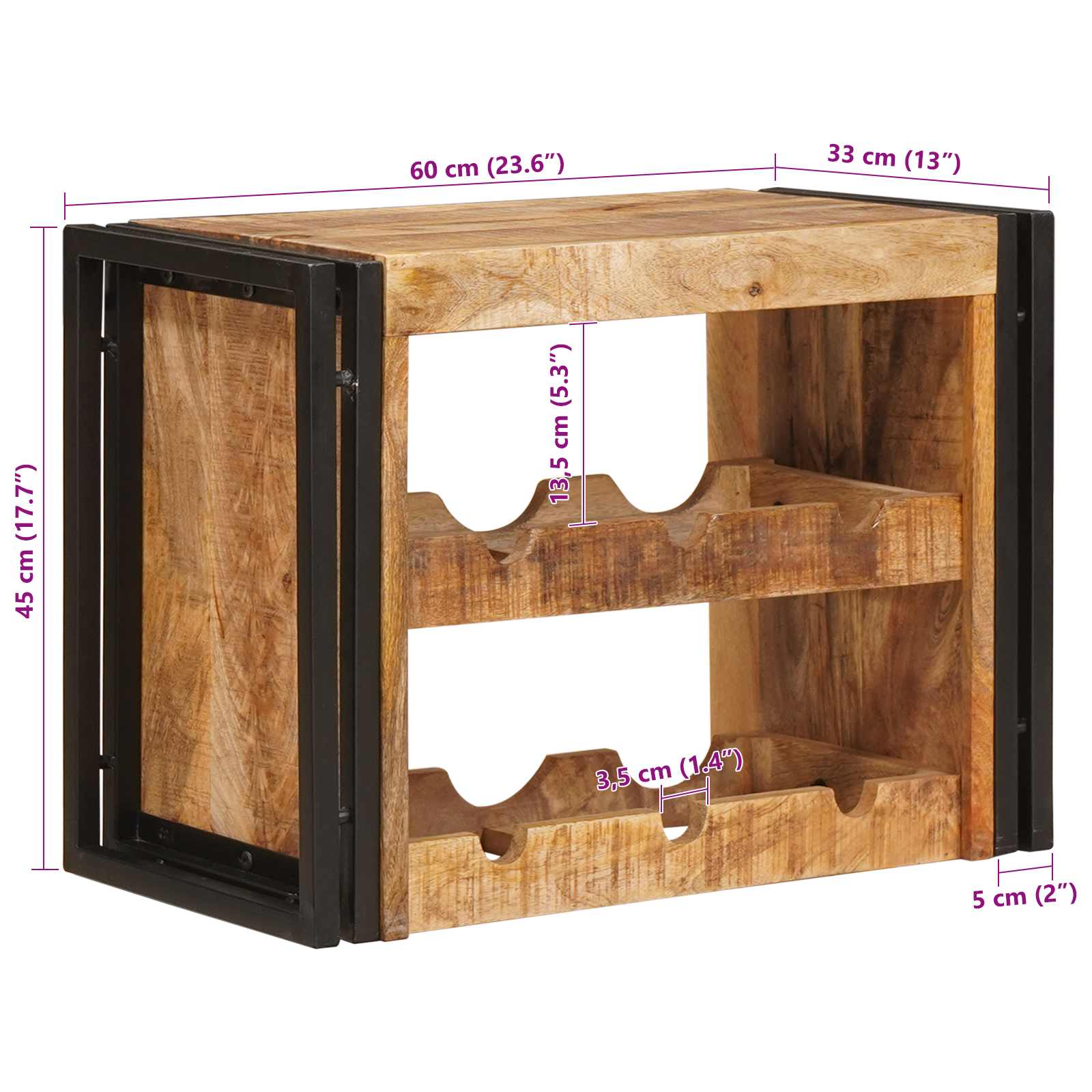 Vyno stovas Ruda 60 x 45 x 33 cm Kietas Rupus Mangų Medis
