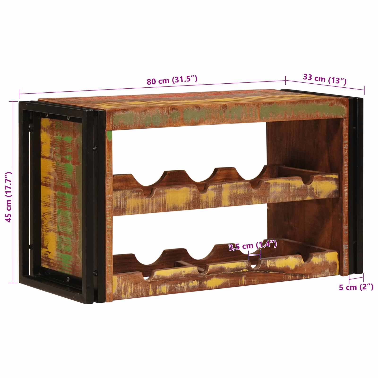 Vyno stovas Ruda 100 x 45 x 33 cm Kieta atnaujinta mediena