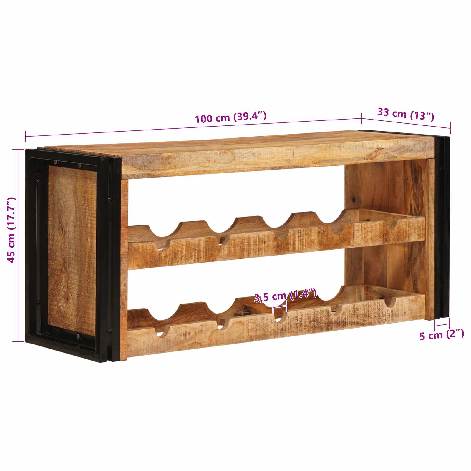 Vyno stovas Ruda 100 x 45 x 33 cm Kietas Rupus Mangų Medis
