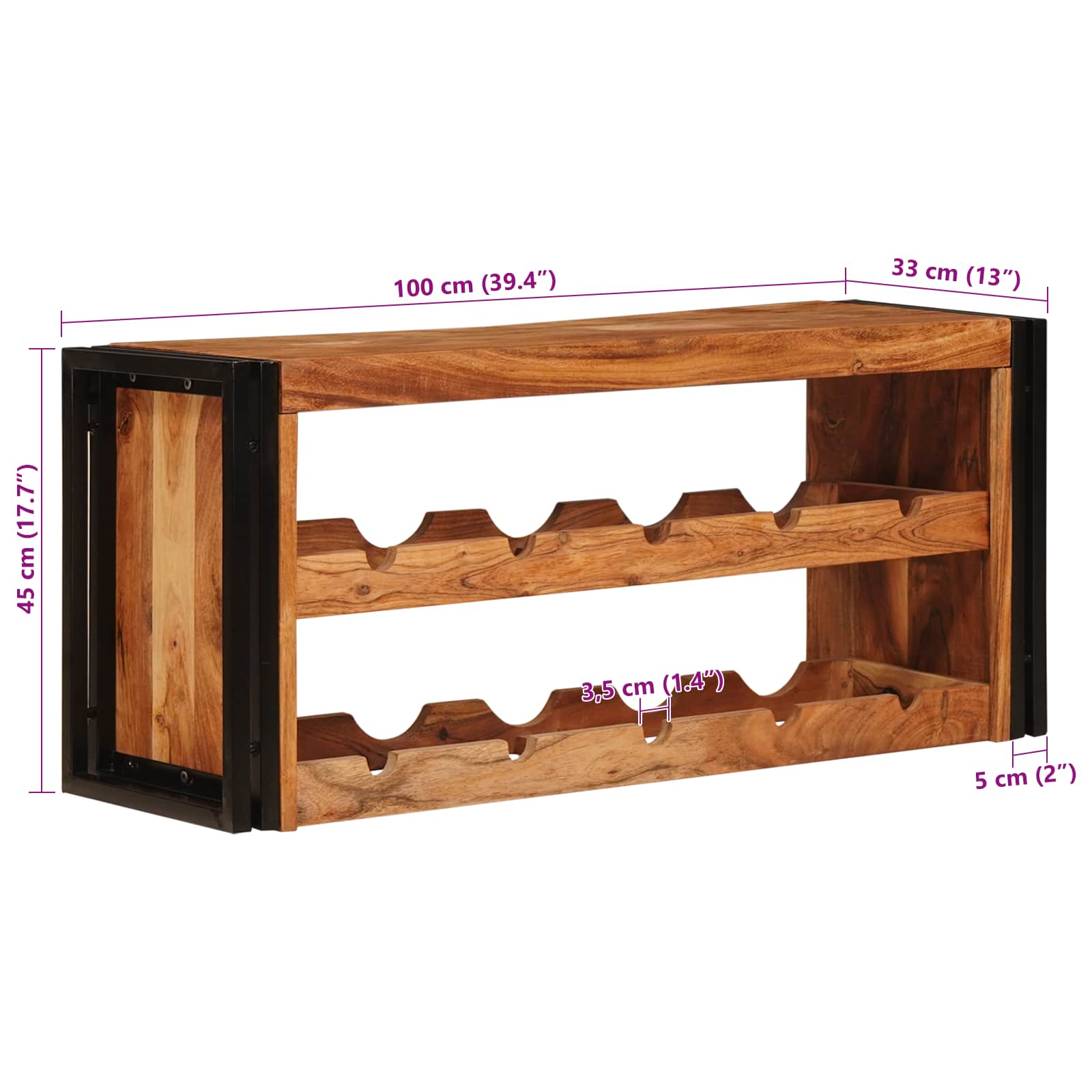 Vyno stovas Ruda 100 x 45 x 33 cm Kietos akacijos mediena