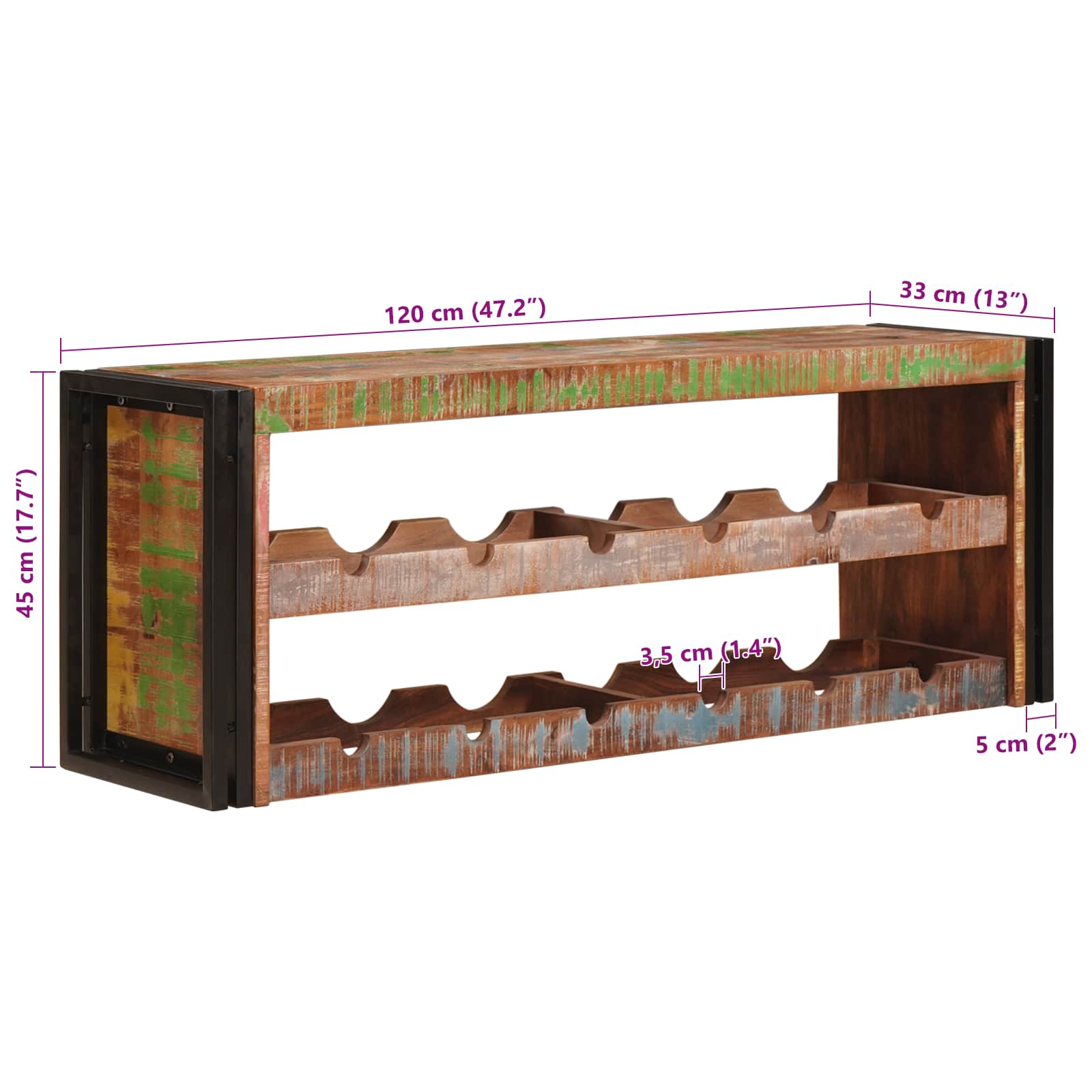 Vyno stovas Ruda 120 x 45 x 33 cm Kieta atnaujinta mediena
