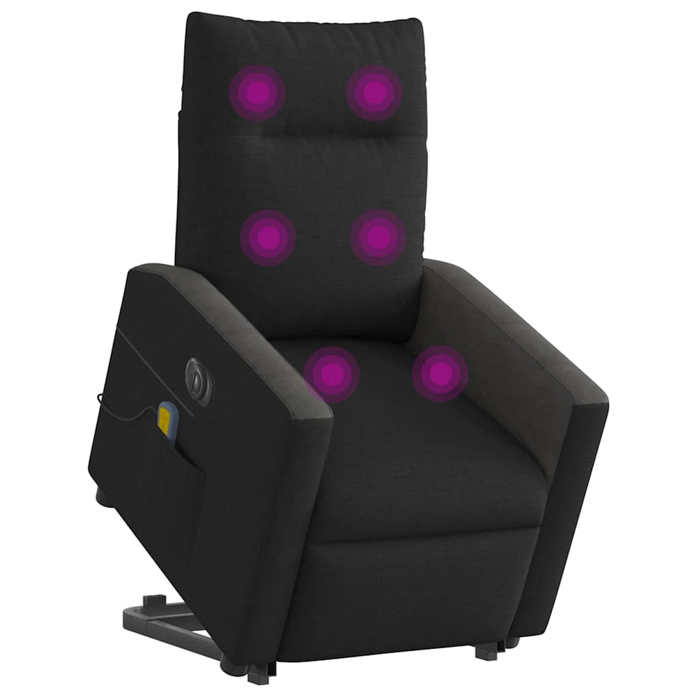 Atsistojantis elektrinis masažinis krėslas, juodas, audinys
