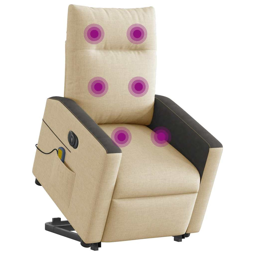 Lift Recliner Massage Chair, cream, fabric