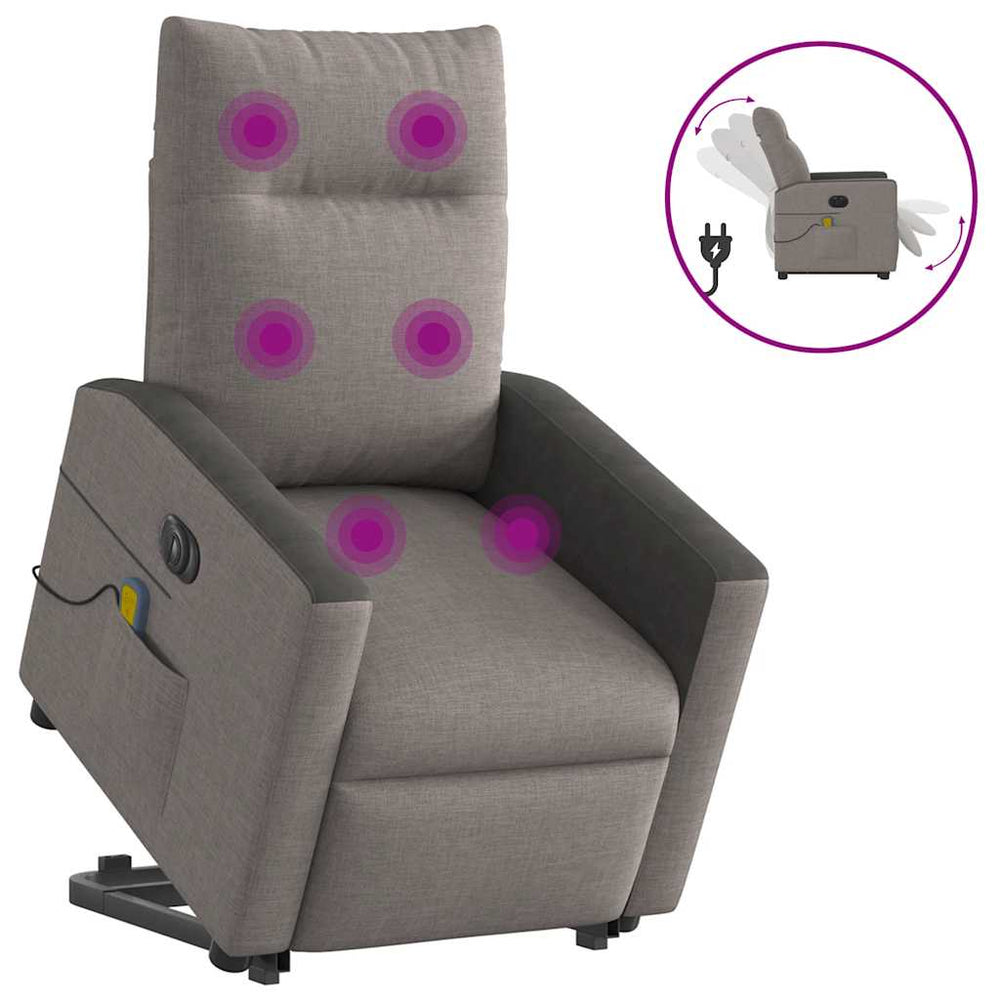 Atsistojantis elektrinis masažinis krėslas, taupe, audinys