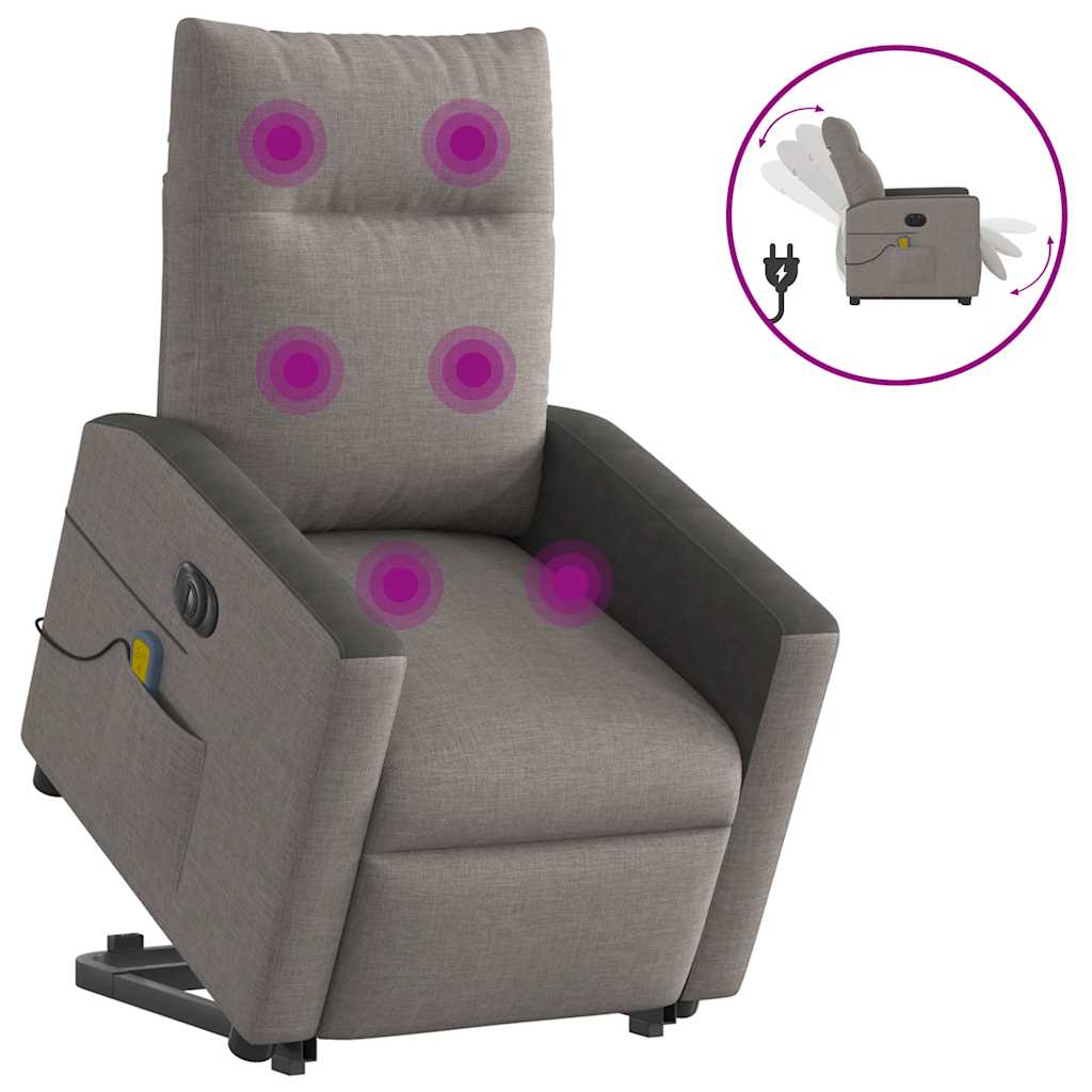 Atsistojantis elektrinis masažinis krėslas, taupe, audinys