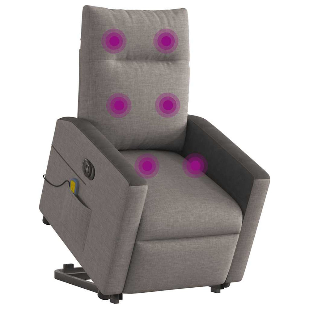 Reclining electric massage chair, taupe, fabric