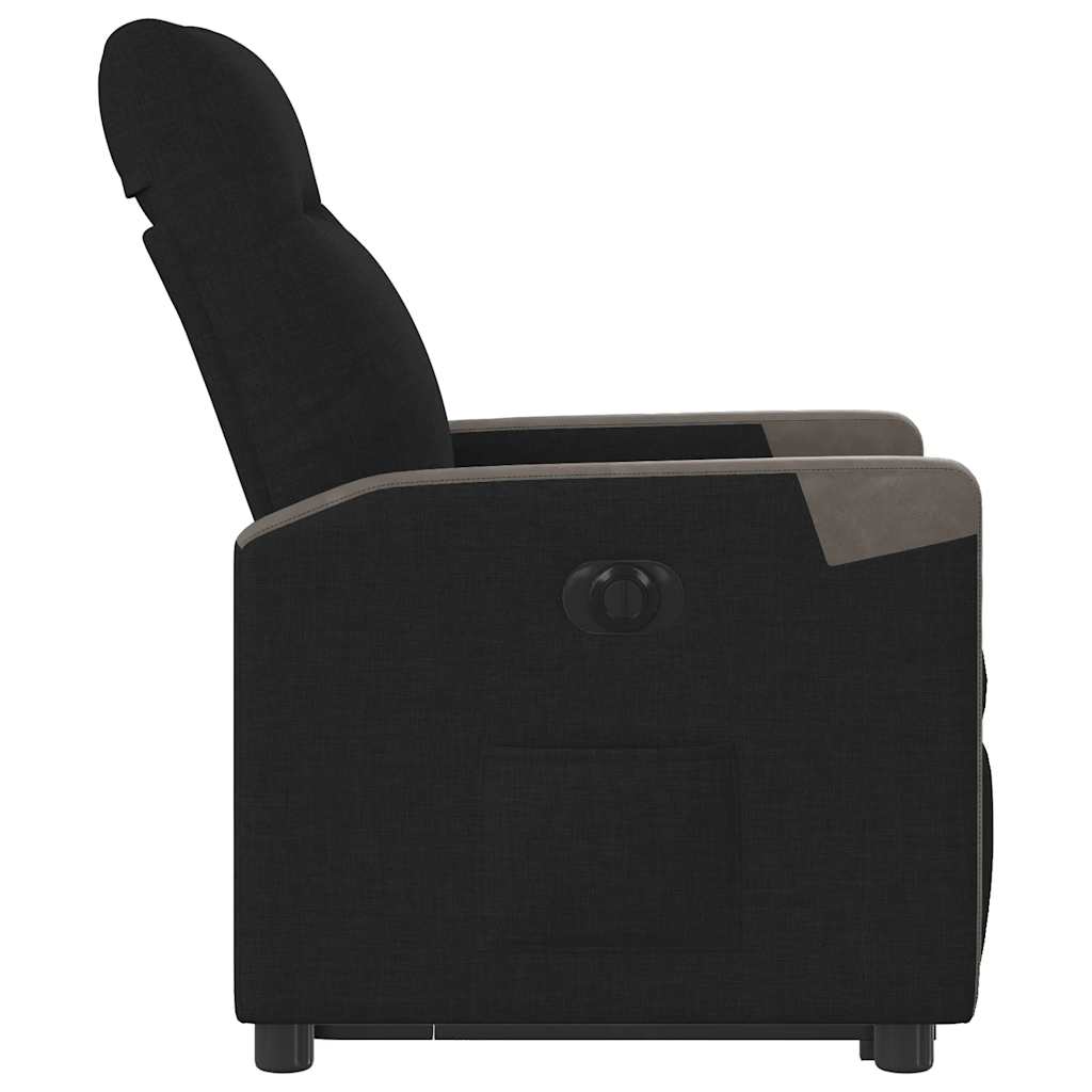 Elektrinis atsistojantis atlošiamas krėslas, juodas, audinys