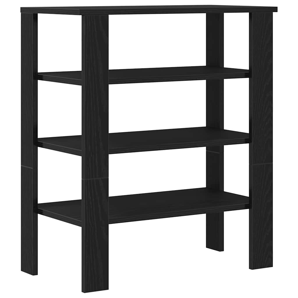 Shoe rack, black, 61x32x70cm, treated wood