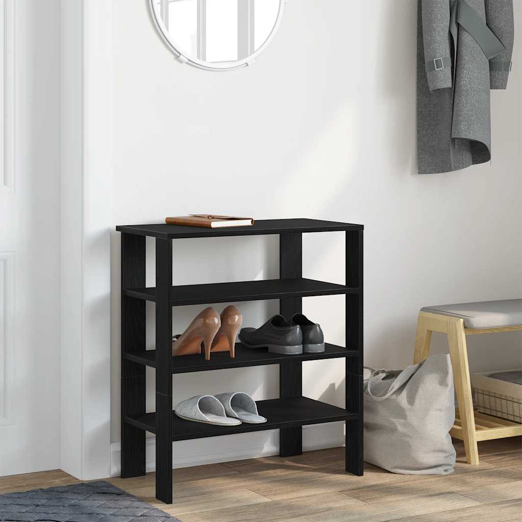 Shoe rack, black, 61x32x70cm, treated wood