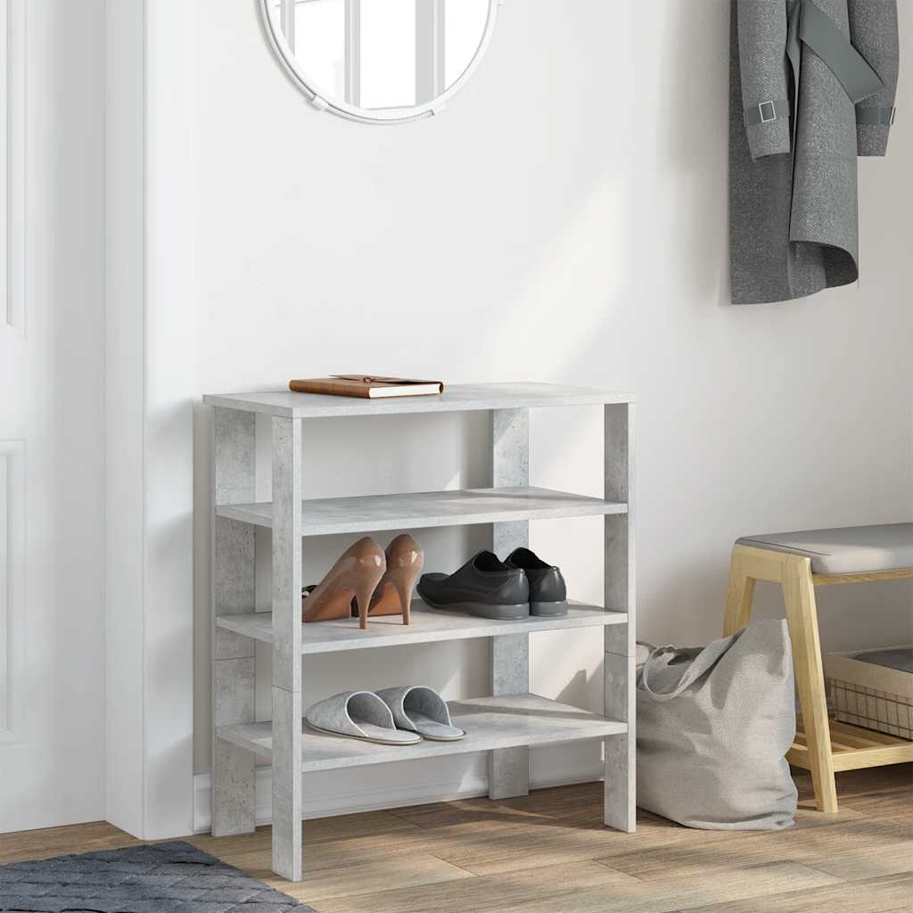 Shoe rack, concrete grey, 61x32x70cm, treated wood
