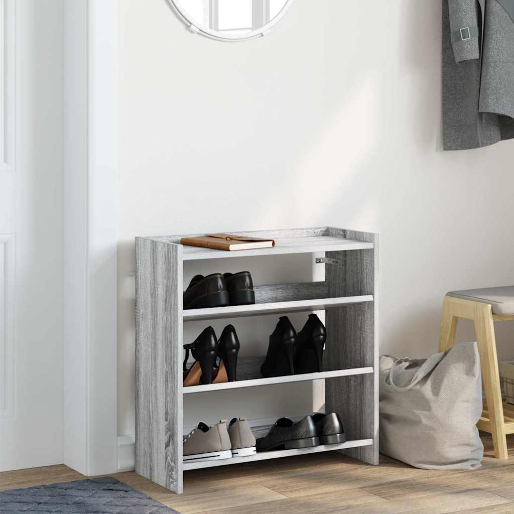 Shoe rack, grey oak, 60x25x62cm, engineered wood