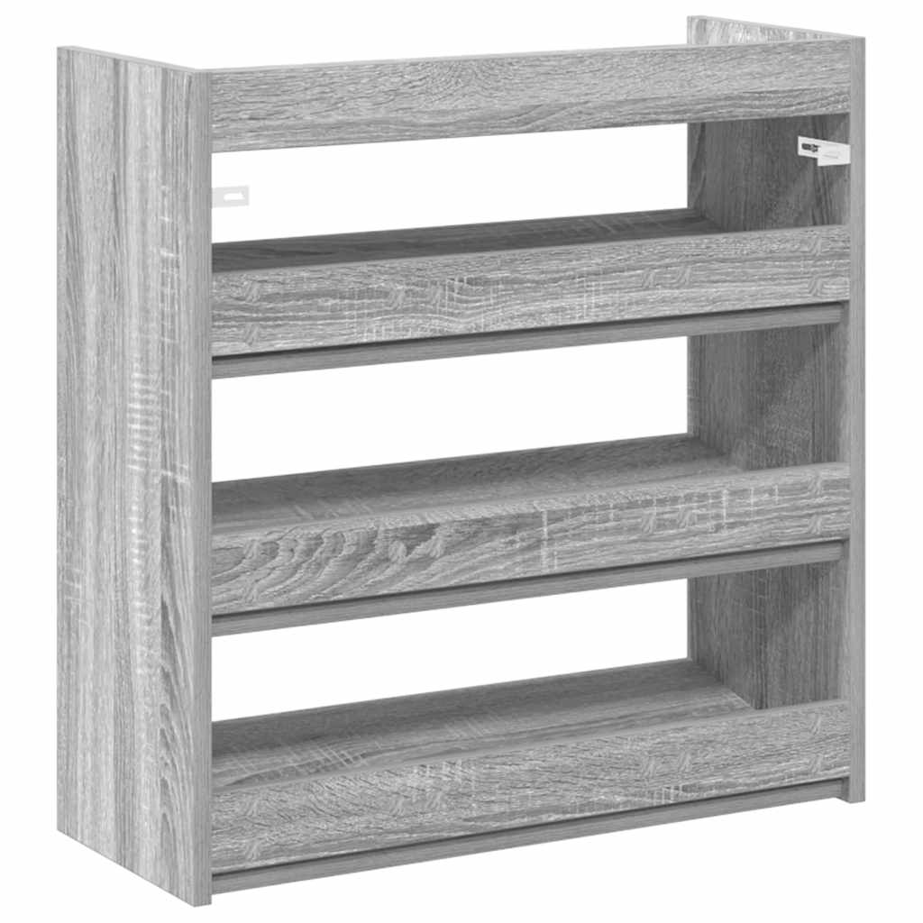 Shoe rack, grey oak, 60x25x62cm, engineered wood