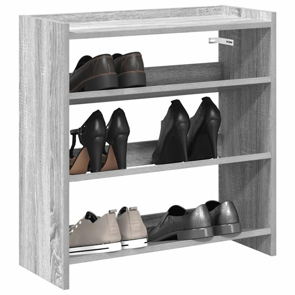 Shoe rack, grey oak, 60x25x62cm, engineered wood