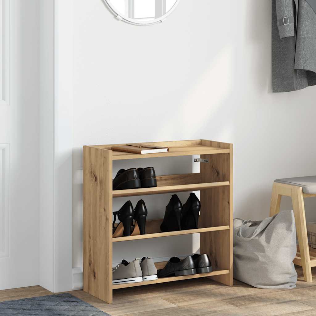 Shoe rack, artisan oak, 60x25x62cm, engineered wood