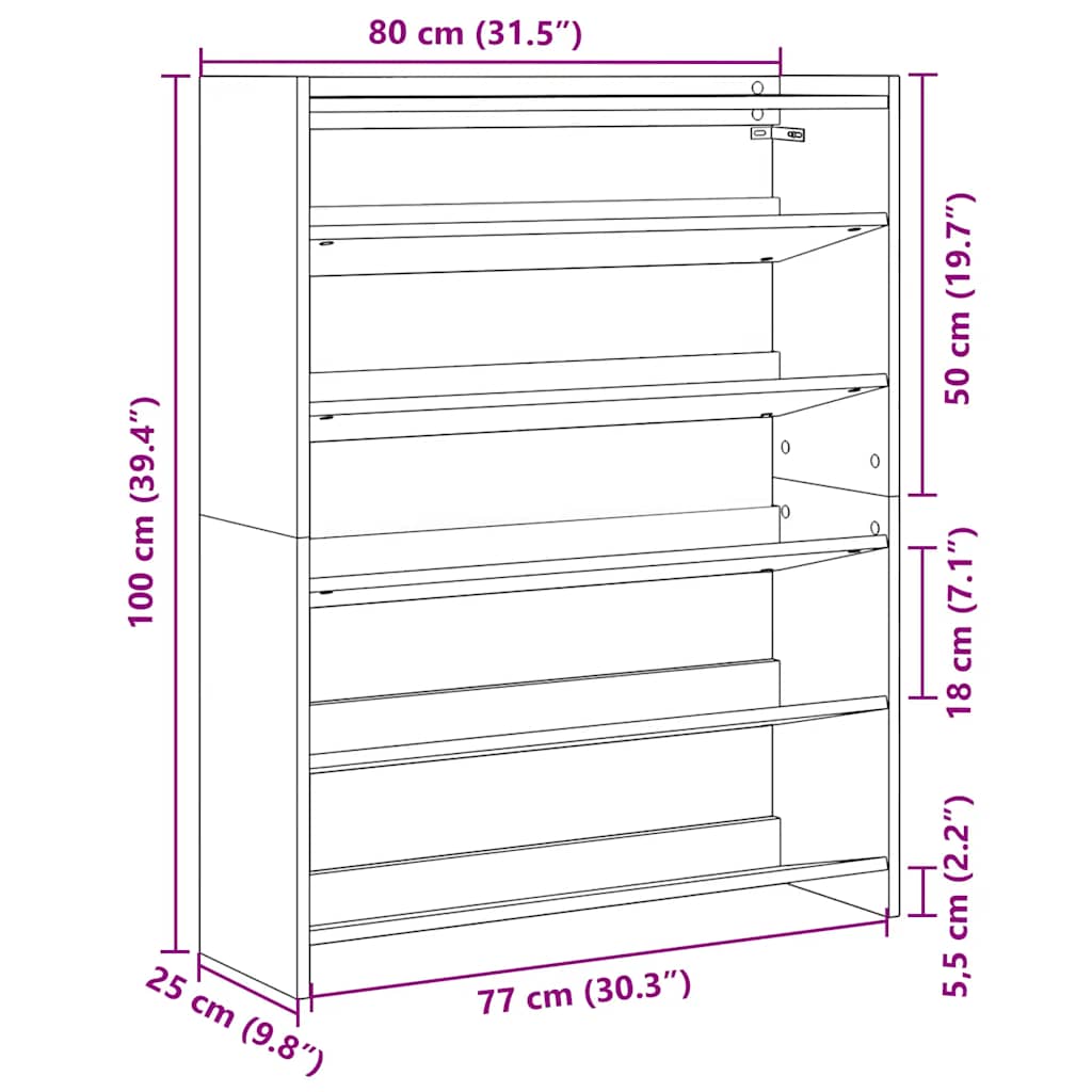 Lentyna batams, betono pilka, 80x25x100cm, apdirbta mediena