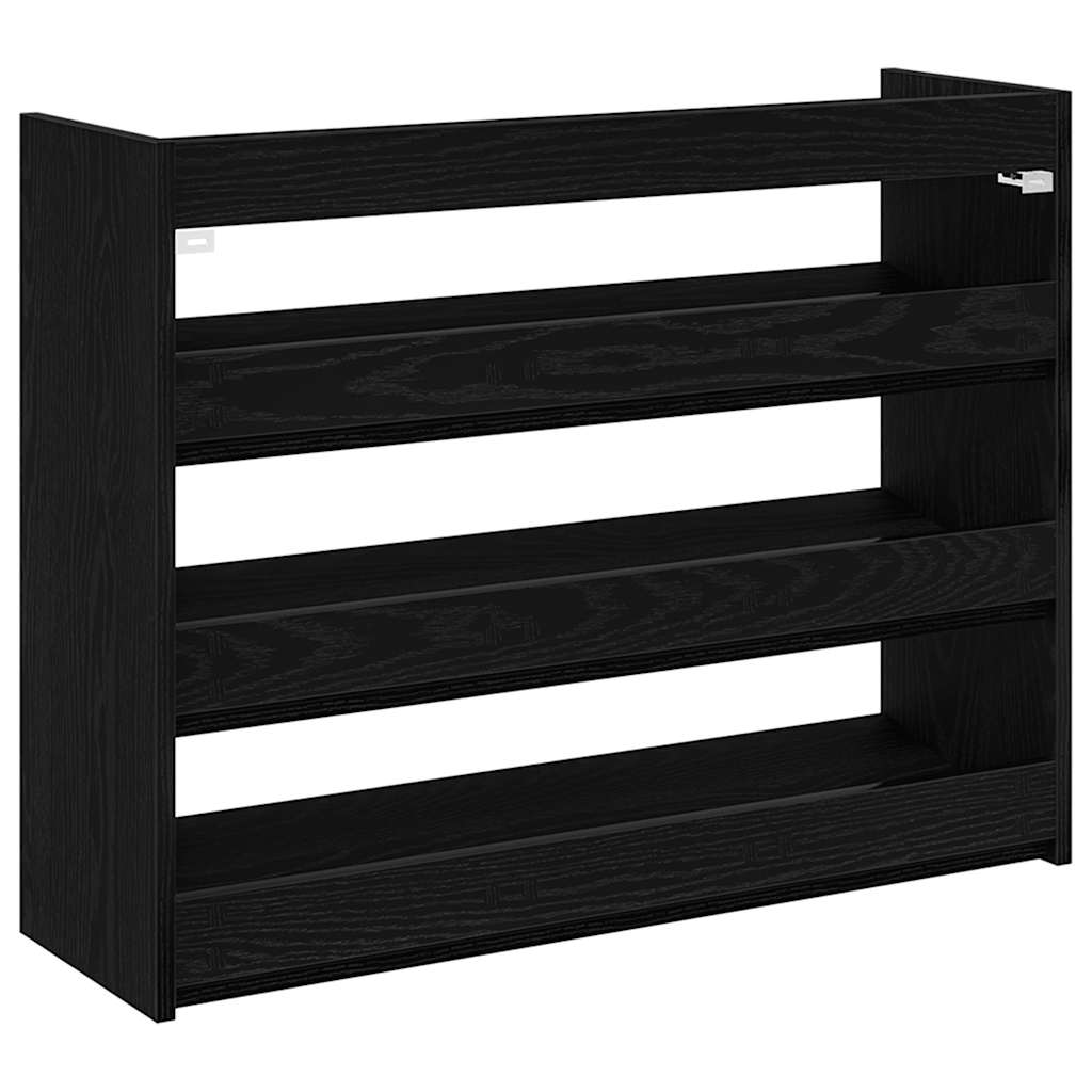 Shoe rack, black, 80x25x62cm, engineered wood