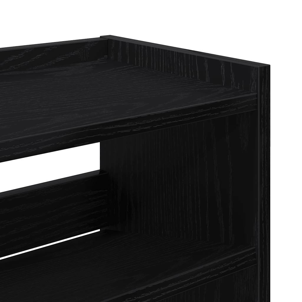 Shoe rack, black, 80x25x62cm, engineered wood