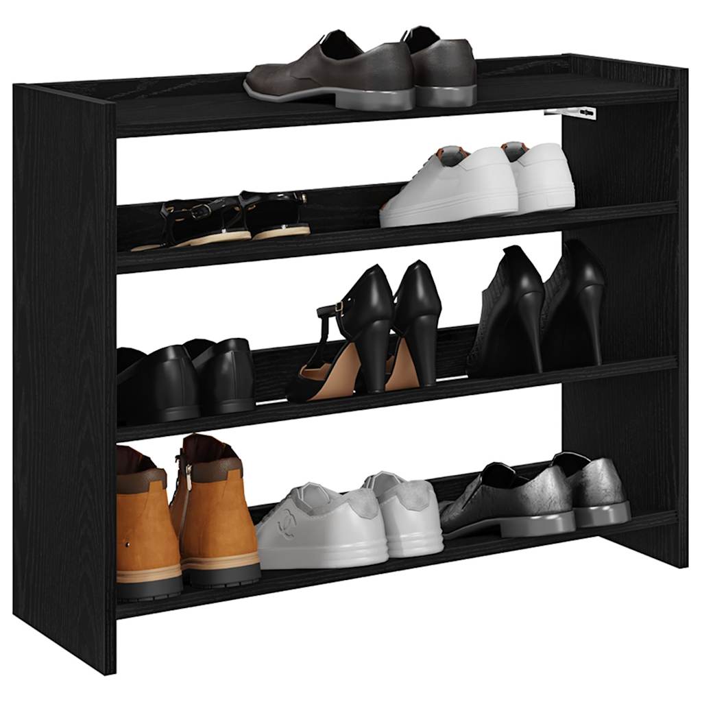 Shoe rack, black, 80x25x62cm, engineered wood