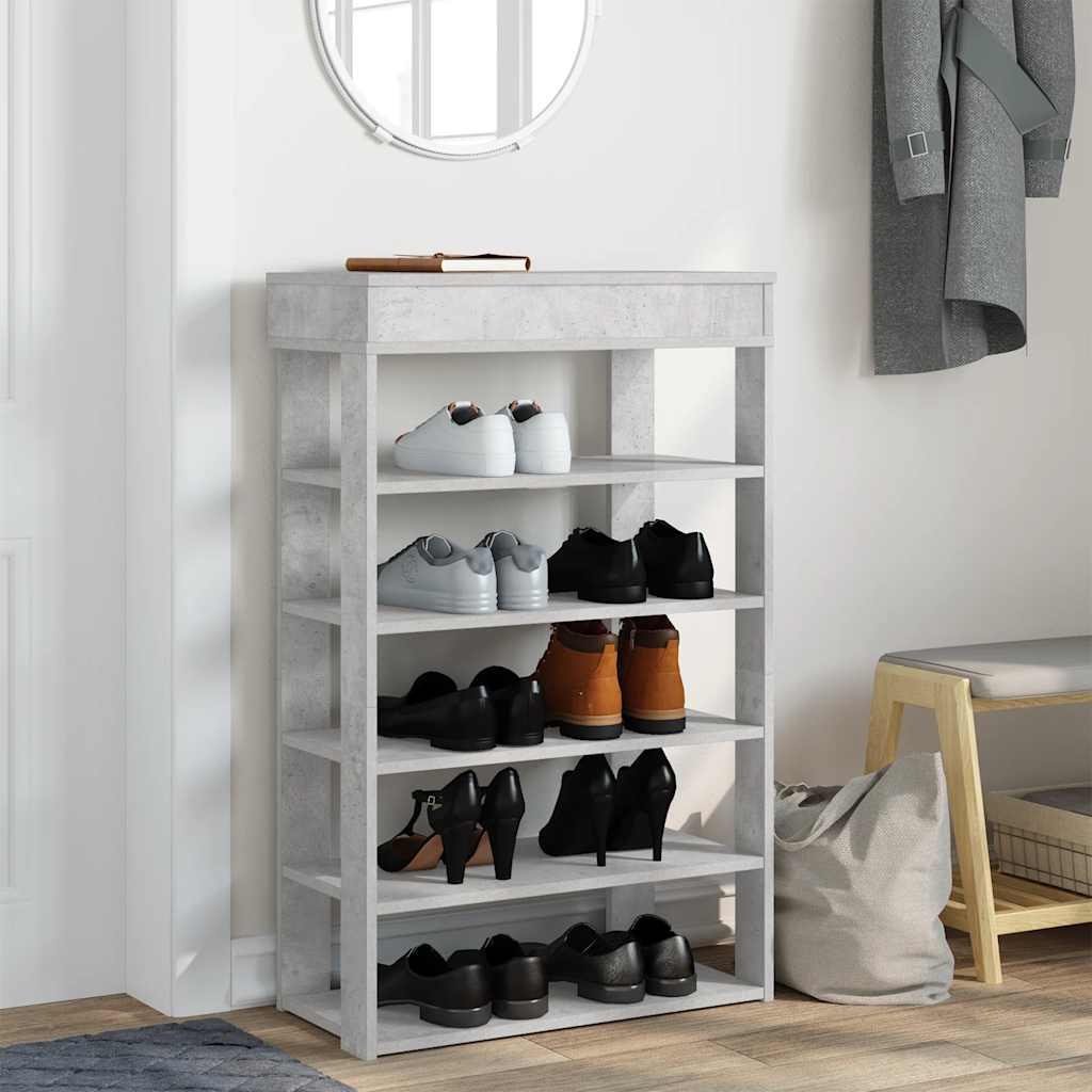 Kurpju plaukts, betona pelēks, 60x30x98cm, apstrādāta koksne