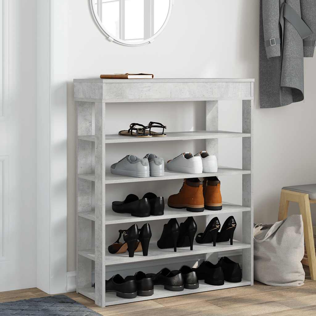 Shoe rack, Concrete Oak 80x30x98cm, engineered wood