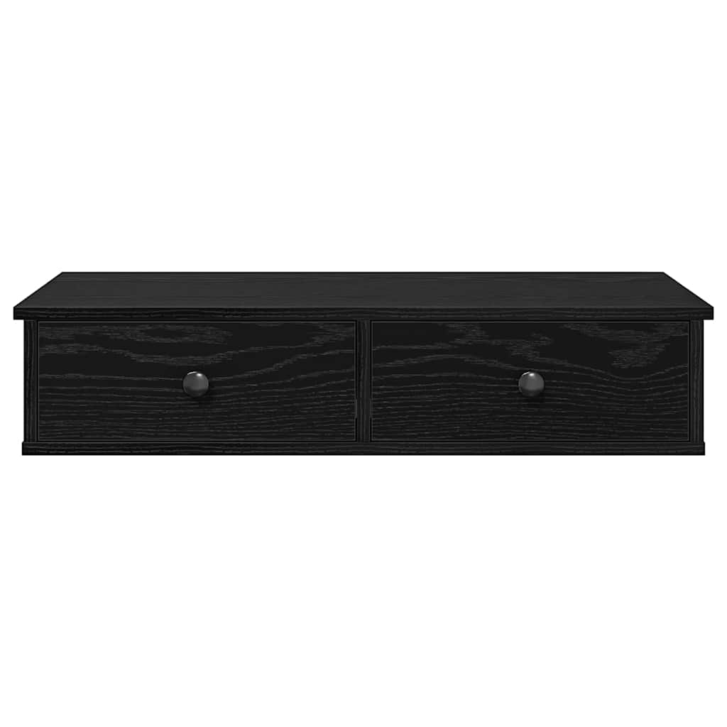 Wall shelf with drawers, black, 80x34x17cm