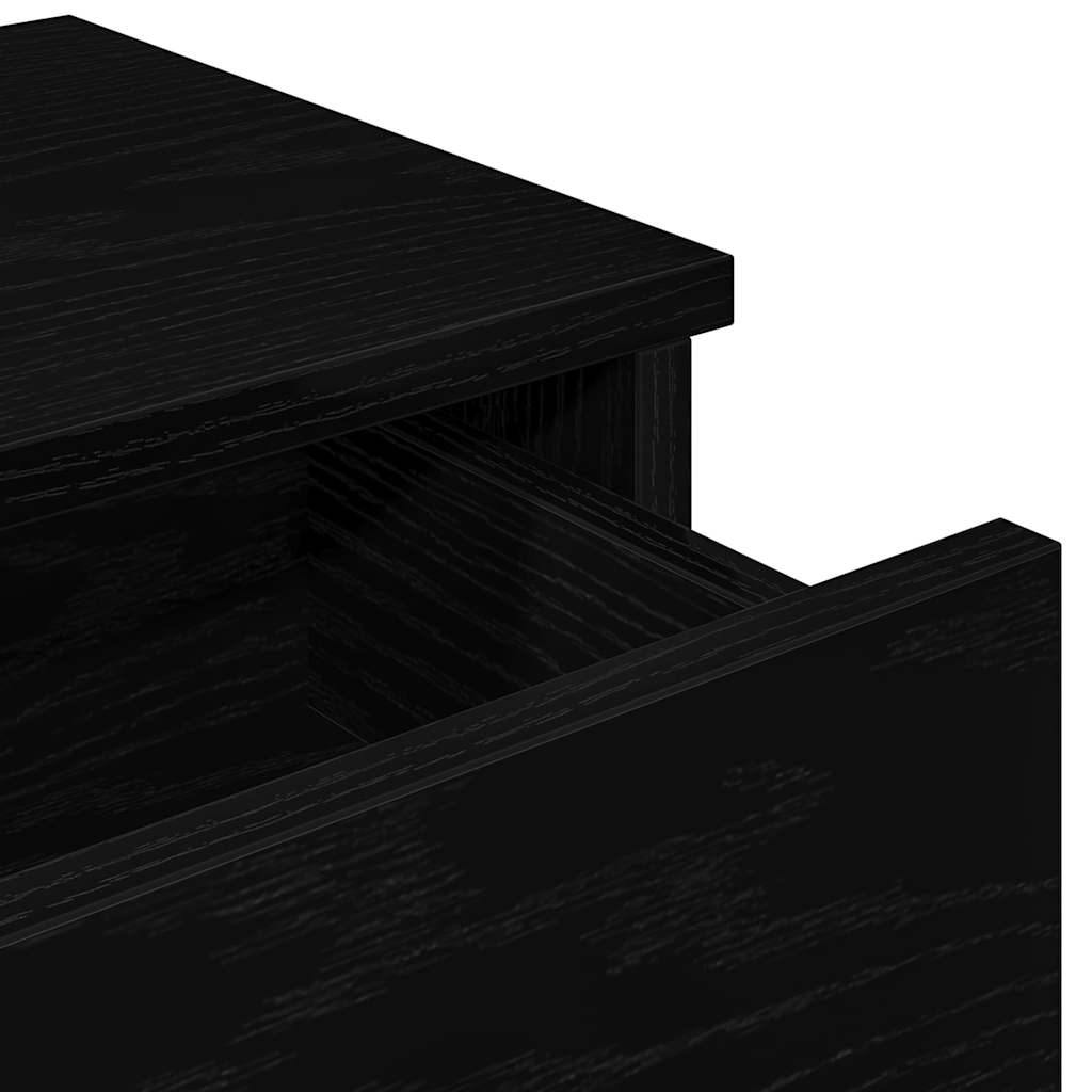 Wall shelf with drawers, black, 80x34x17cm