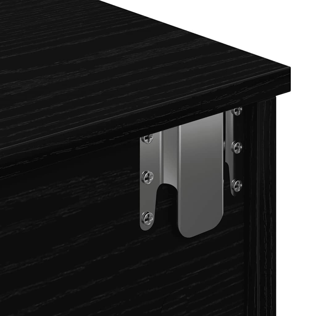 Wall shelf with drawers, black, 80x34x17cm