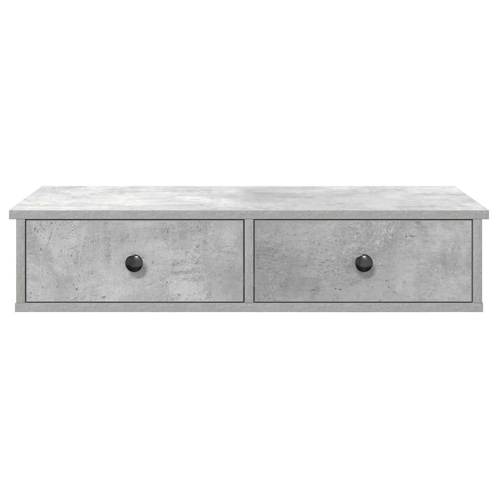 Wall shelf with drawers, concrete gray, 80x34x17cm