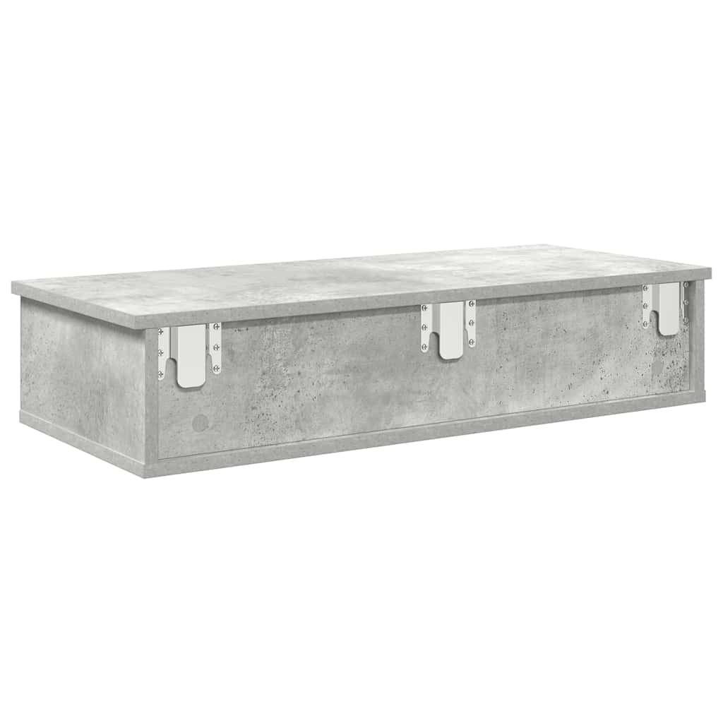 Wall shelf with drawers, concrete gray, 80x34x17cm