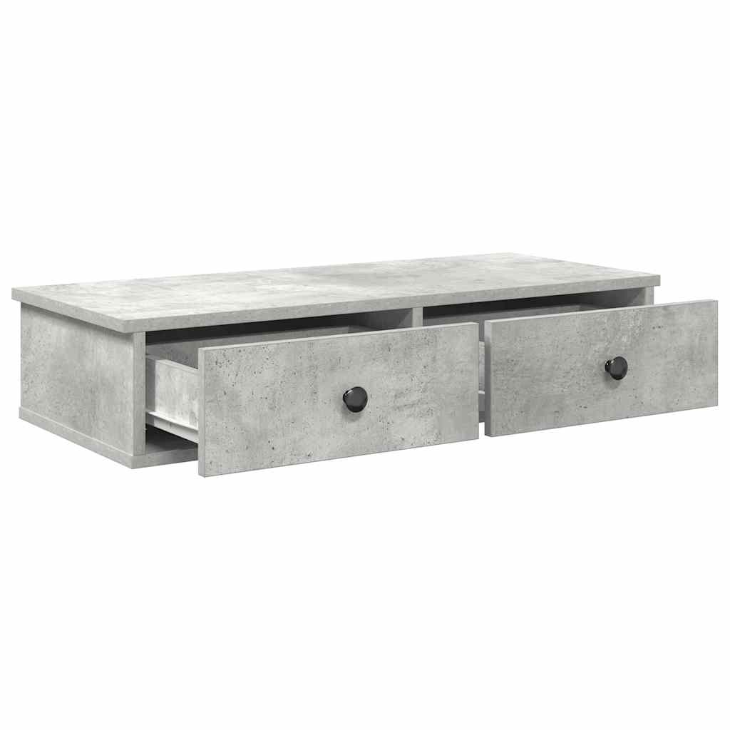 Wall shelf with drawers, concrete gray, 80x34x17cm