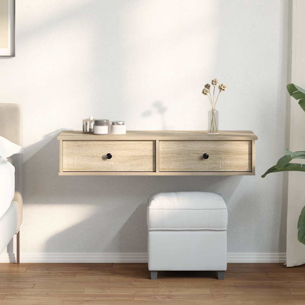 Sienas plaukts ar atvilktnēm, ozola sonoma, 100x37,5x19cm