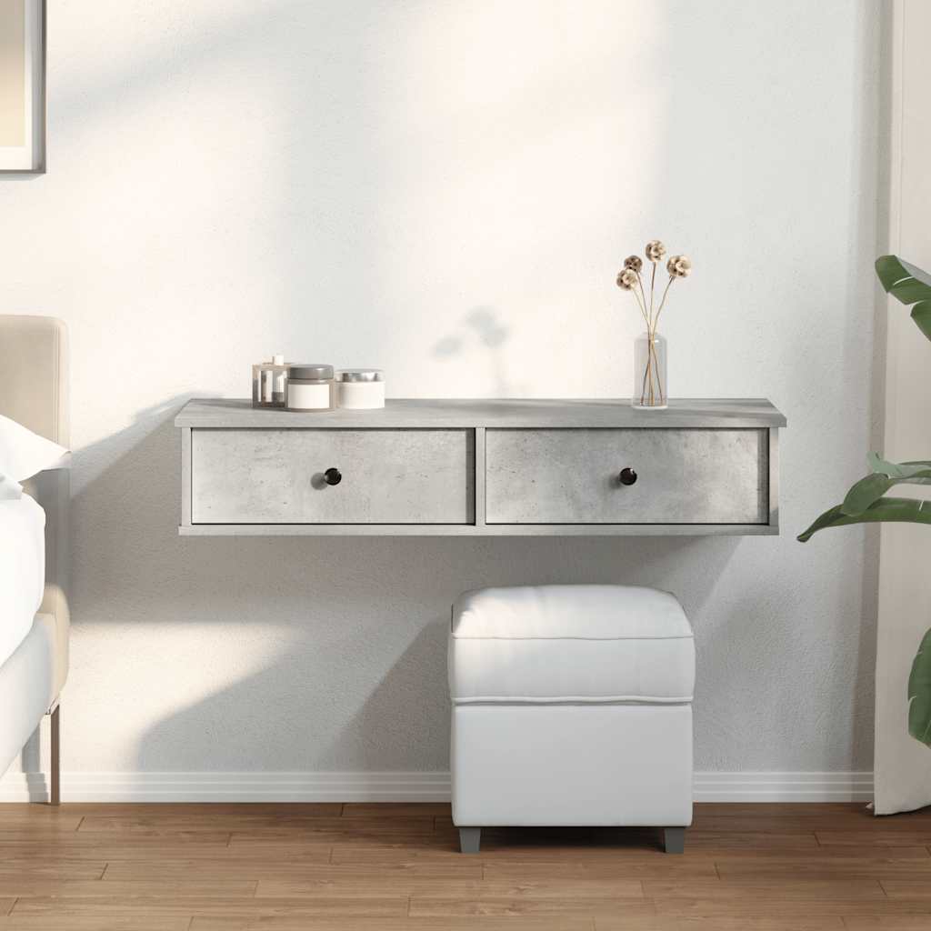 Sienas plaukts ar atvilktnēm, betona pelēks, 100x37,5x19cm