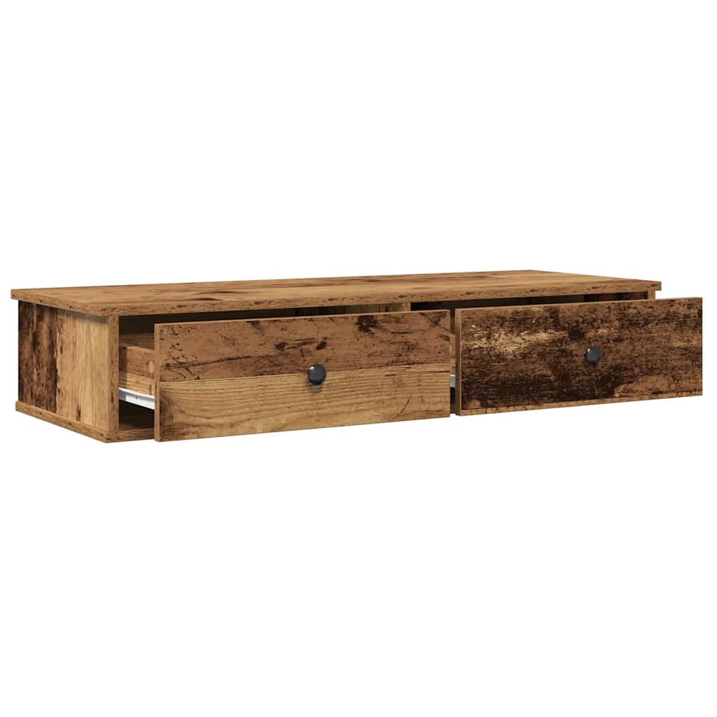 Sienas plaukts ar atvilktnēm, koka, 100x37,5x19cm