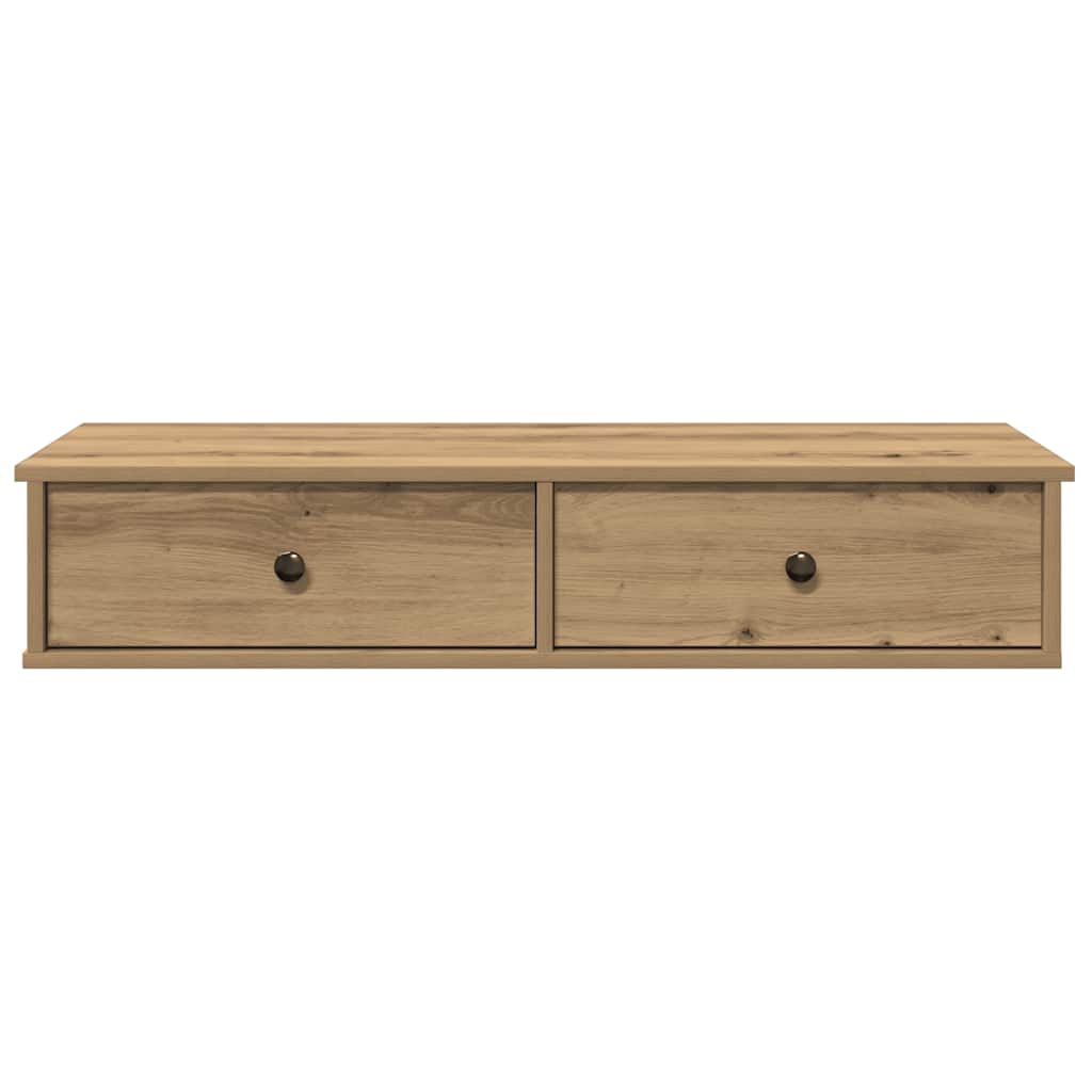 Wall shelf with drawers, artisan oak, 100x37.5x19cm