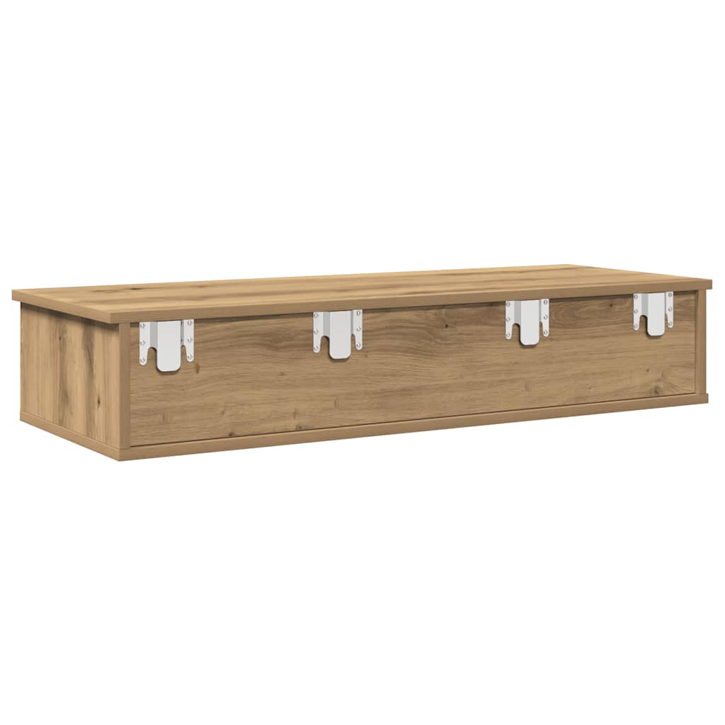 Wall shelf with drawers, artisan oak, 100x37.5x19cm